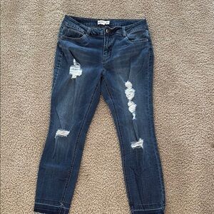 Artisan Ny Blue Ankle Cropped Jeans with Distressed Details